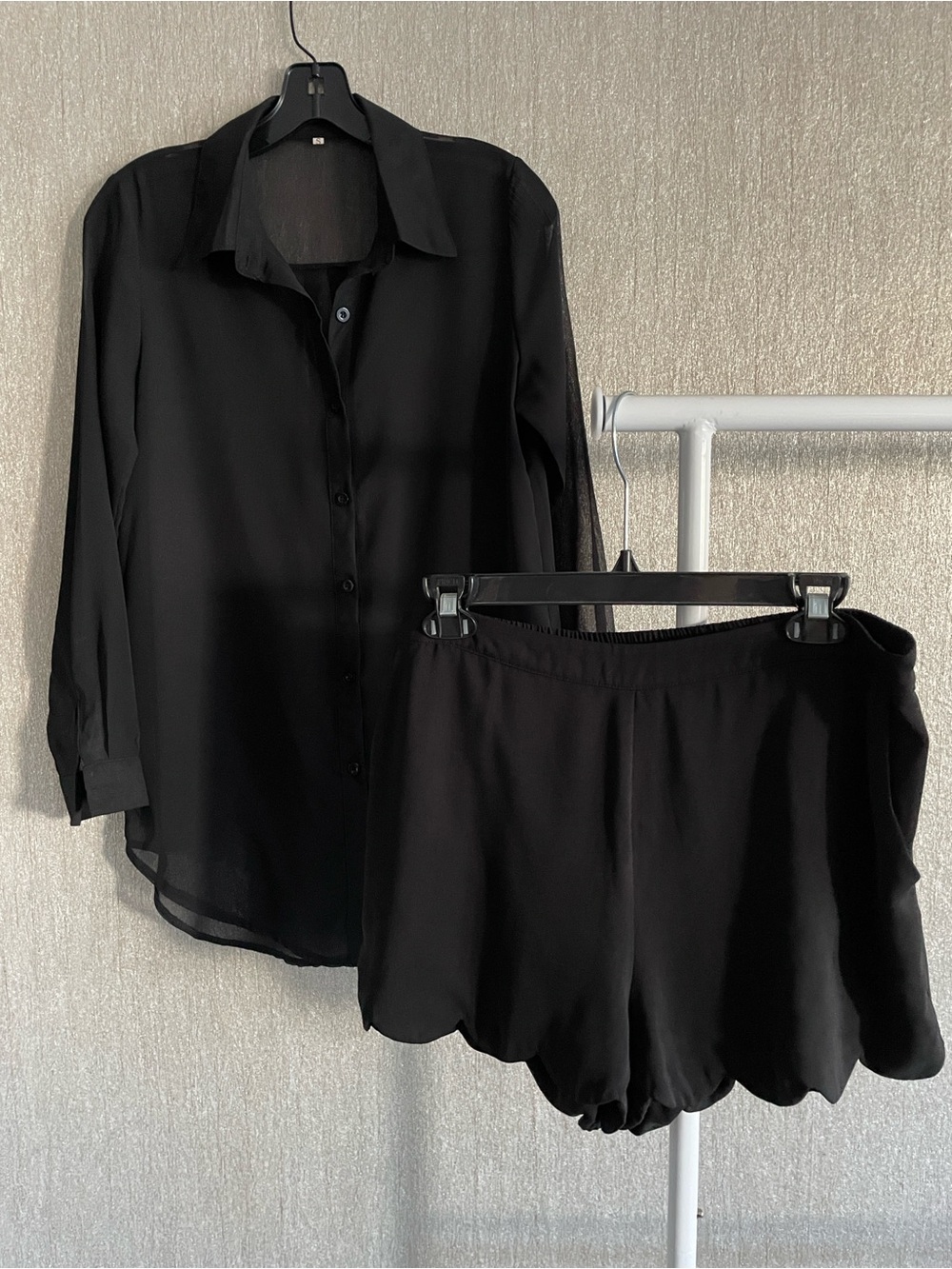 Black Sheer Button-Up Blouse - Picture 6 of 12